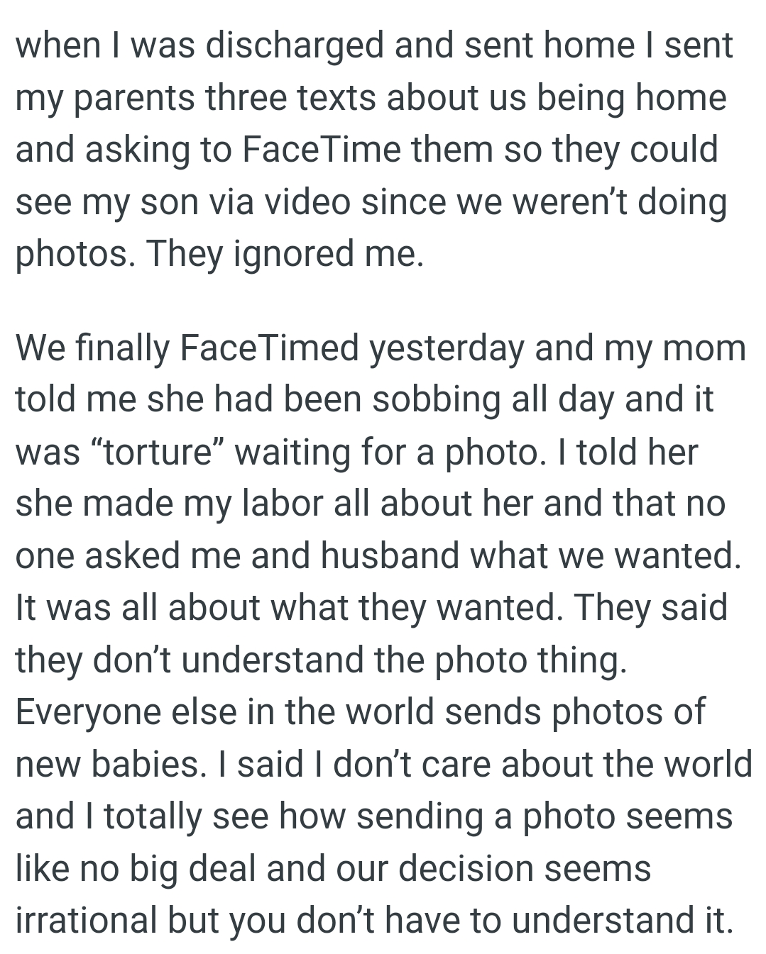 The OP got discharged and sent home