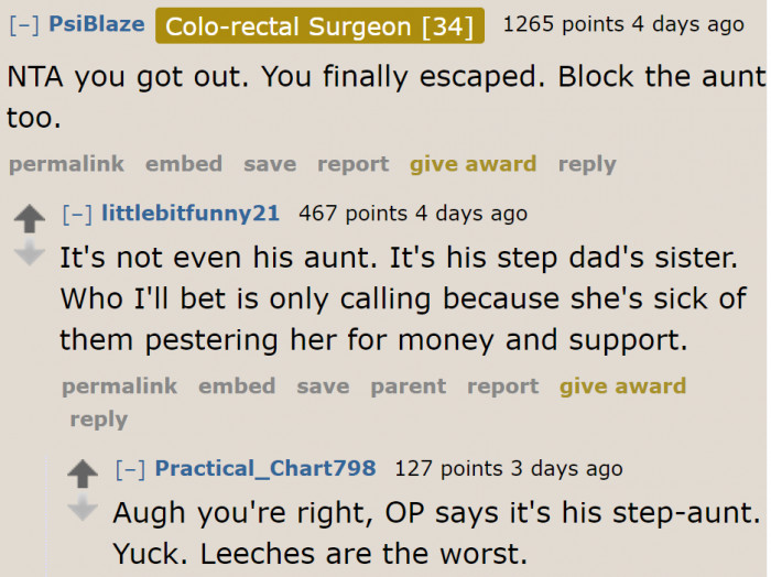 It's time to cut off contact with his family and step-family.