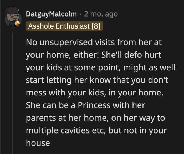 The eight-year-old's parents and the rest of the family spoiling her are doing this girl a disservice by making her think she can always get what she wants