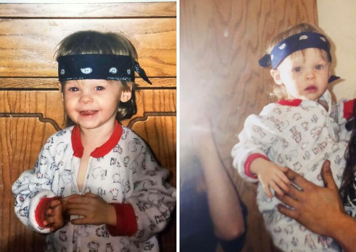 "Me Immediately Before And After Getting Caught Drawing On The Walls With A Marker"