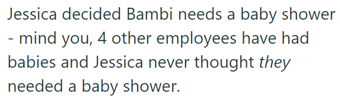 Another coworker decided to arrange a baby shower for her: