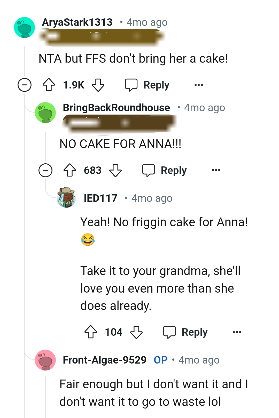 No Cake for Anna After Such Attitude