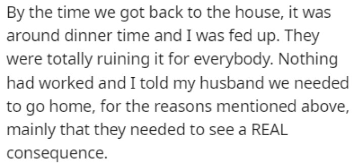 Around dinner time, OP was already fed up