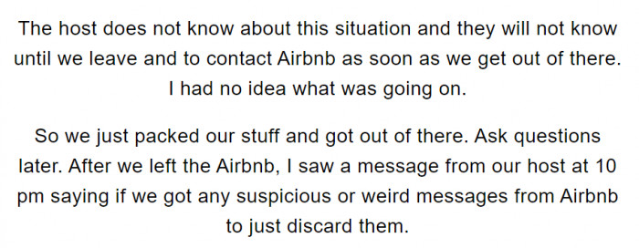 The couple did as they were told without notifying the owner that they left