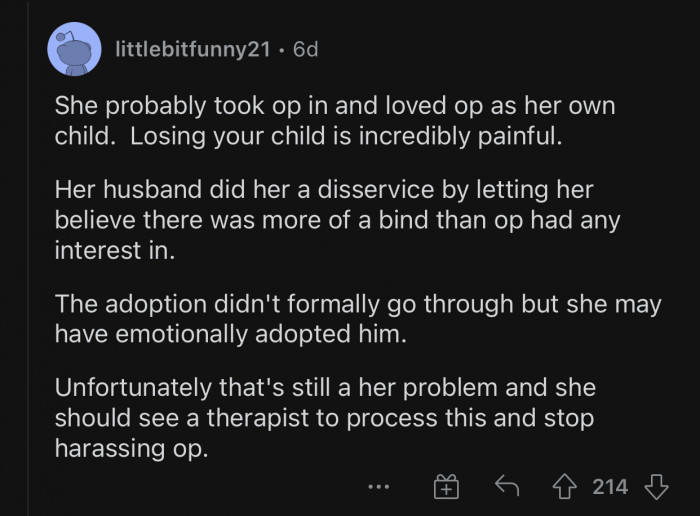 Gemma might have “emotionally adopted” OP in her head.