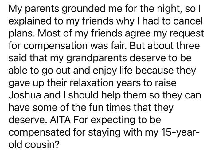 OP got grounded for 'being rude' and bringing up the subject in front of her cousin.