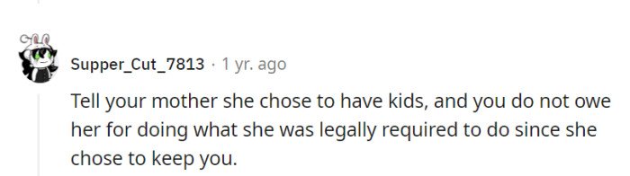 Parenting Was a Legal Obligation, Not a Debt to Repay.
