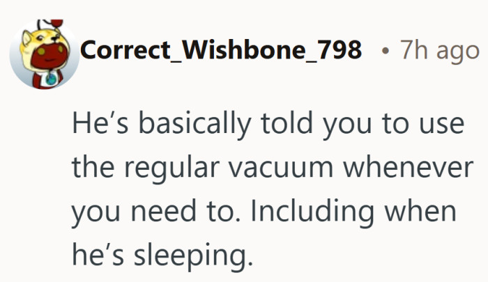 Following that suggestion exactly could make the robot vacuum look like the quieter compromise.