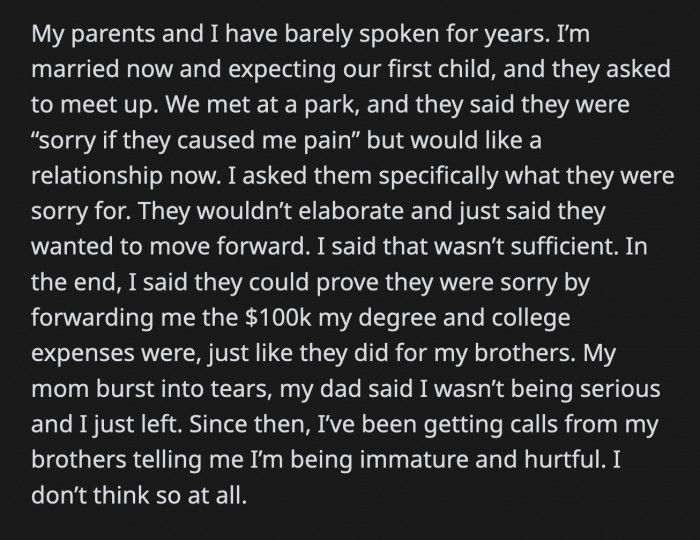 And was questioned for her willingness to re-establish contact with her sexist parents