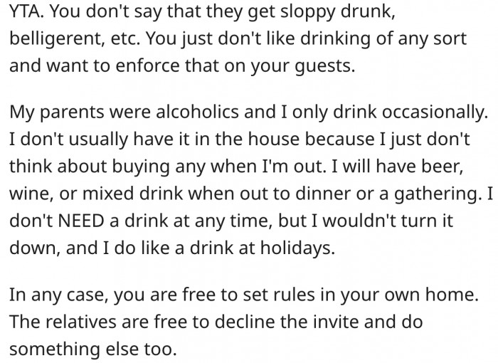 13. Her in-laws are not obligated to come to her party.