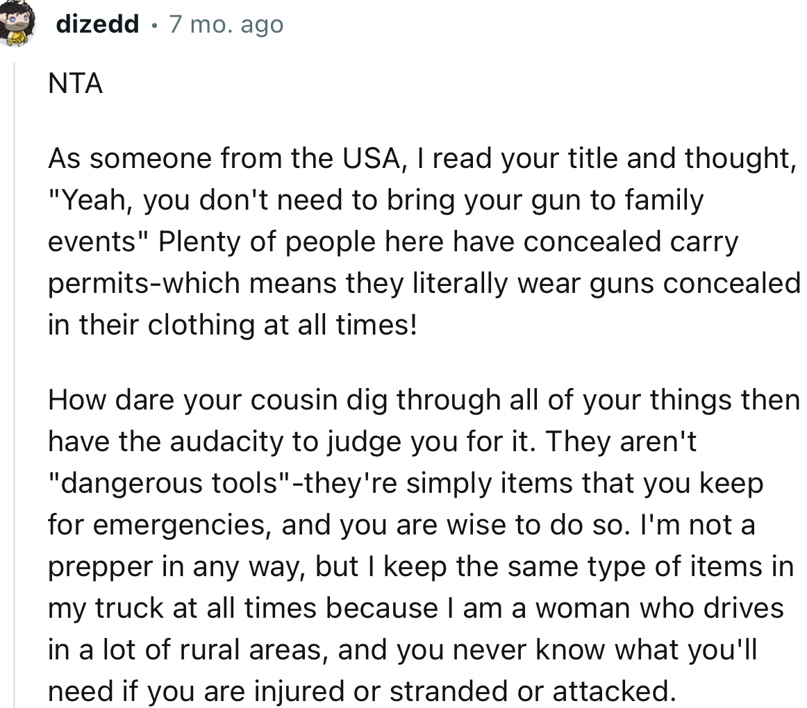 “They Aren't ‘Dangerous Tools’ - They're Simply Items That You Keep for Emergencies.”