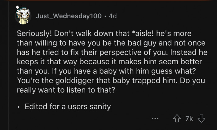 OP will constantly have to face accusations for being part of this family.