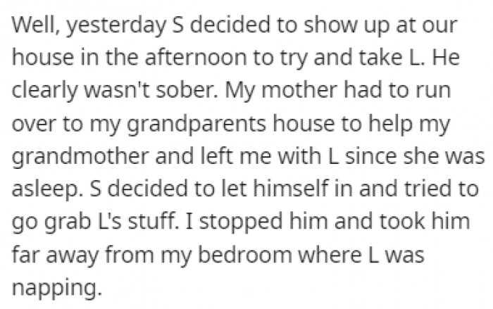 The boyfriend showed up drunk at OP's house requesting to take his daughter