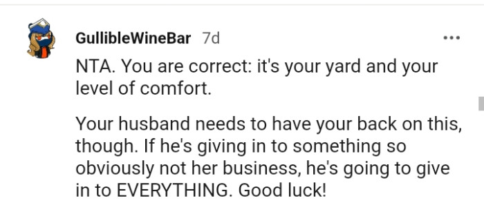 Your husband needs to have your back on this