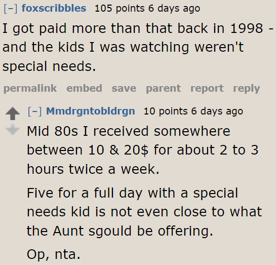 One Redditor Tells the OP That Their Pay as a Babysitter Back in 1998 Was Even Higher Than His Current Pay.