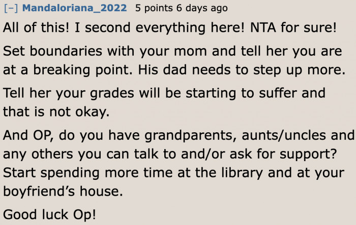 The mom should be mature enough to respect the boundaries with her daughter.