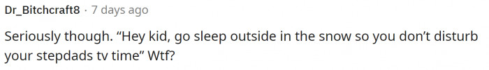 People were really stuck on the fact that she couldn't sleep on the couch due to her stepdad watching TV.