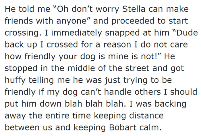 Who is he to decide on the OP's dog's life?