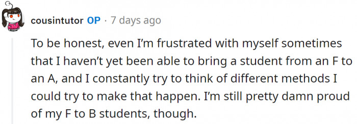 And she should be proud; it's her triumph also.