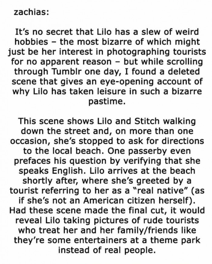 4. The reason why Lilo takes random pictures of tourists...