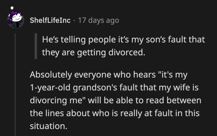 He sounds like a baby while complaining about a baby. Is OP's dad a fan of irony?