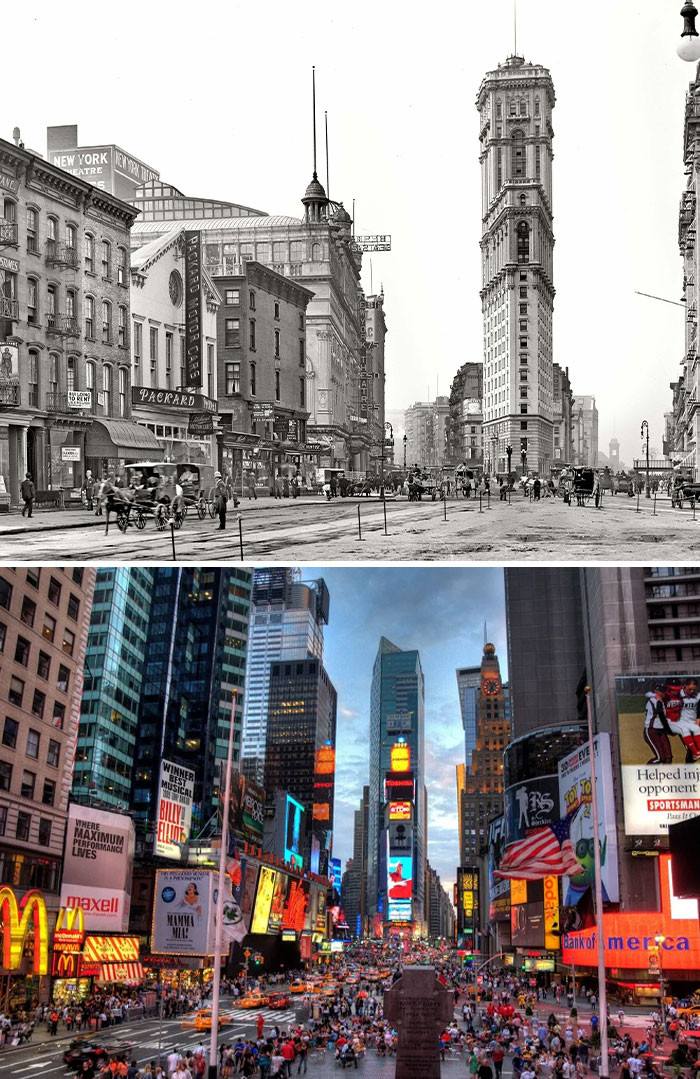 One Times Square, New York, Circa 1904 And Present