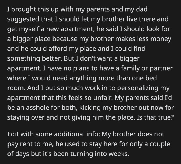 Or if she refuses to give her apartment to him