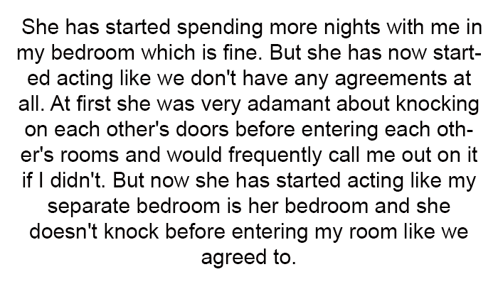 She has now started acting like we don't have any agreements.