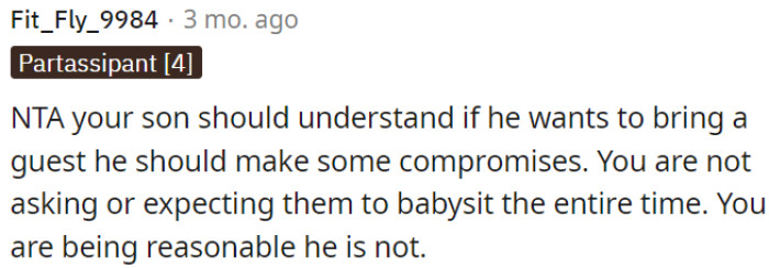 OP Needs to Explain to Her Son That Having a Guest Over Requires Compromises.