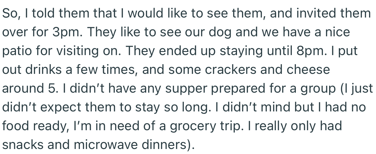 OP Invited Them Over, and They Ended Up Staying Till Late in the Evening