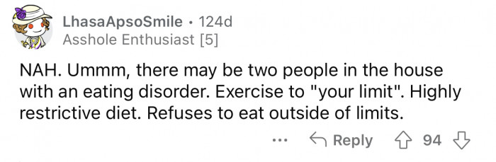 OP's sister is not the only one dealing with an eating disorder.