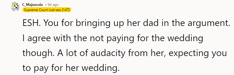 A Lot of Audacity from Her, Expecting You to Pay for Her Wedding.
