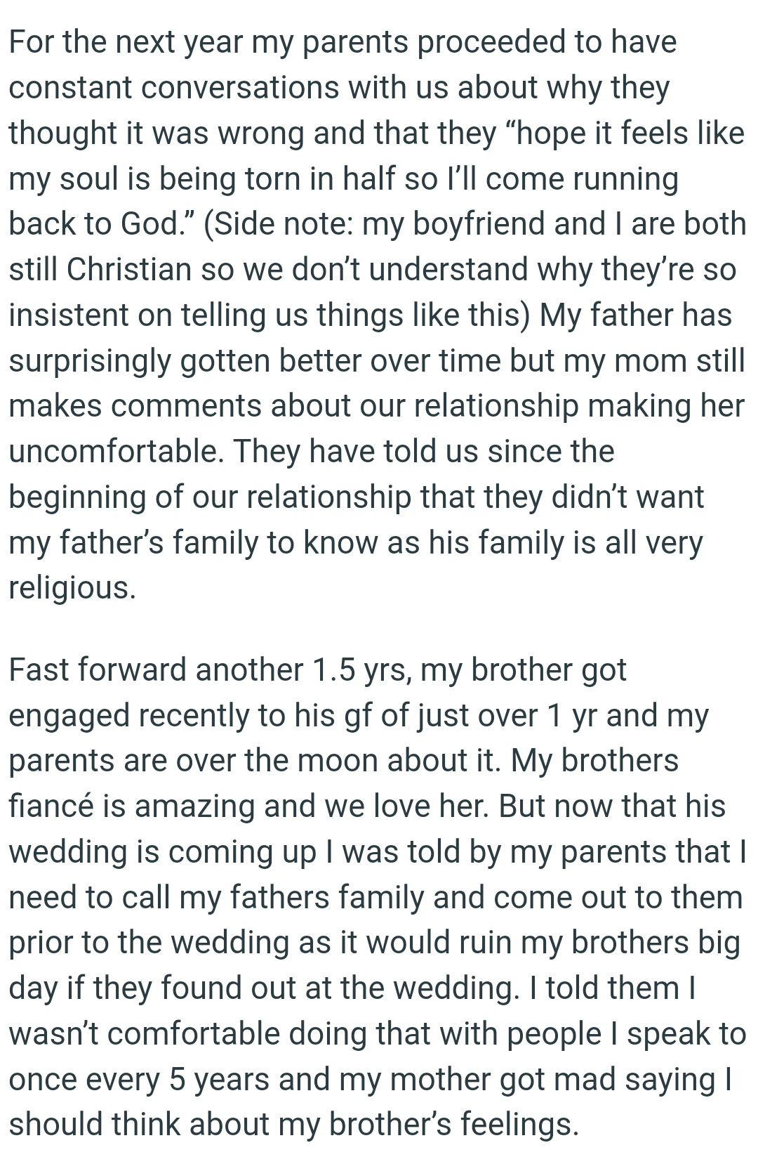 They didn’t want the father’s family to know as his family is all very religious