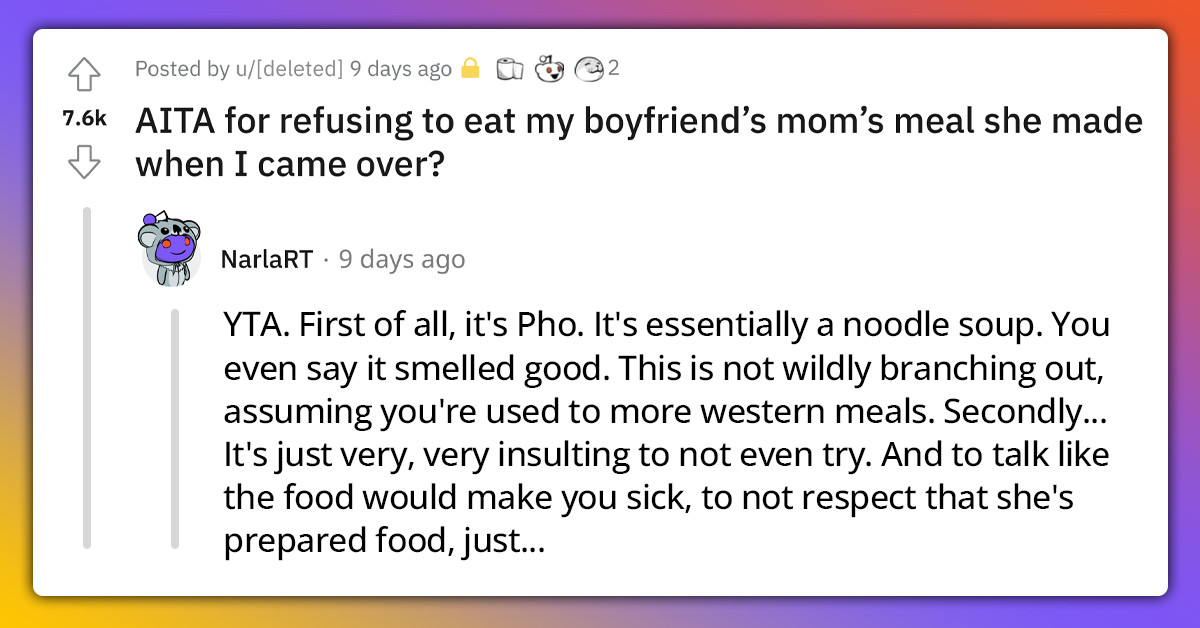 Mother Gets Annoyed After Her Son’s GF Refuses To Even Taste The Dinner She Wholeheartedly Prepared