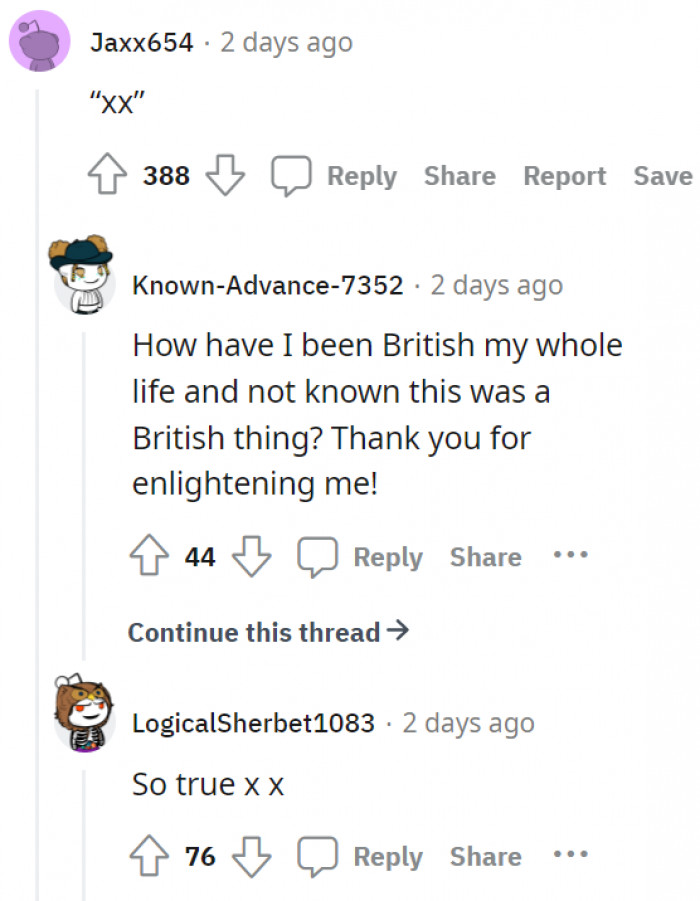 8. The classic British text kisses