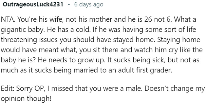 It is frustrating to be married to someone who acts like a child