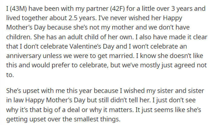 OP explains his relationship a little bit with his partner and how they do things in their relationship, plus also explaining why his partner is upset with him.