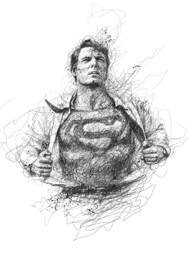 Of course, he had to do Superman too, and this is another amazing art piece.