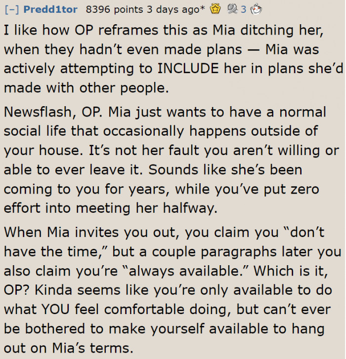 It's Always About the OP's Terms, Not the Best Friend's Terms.