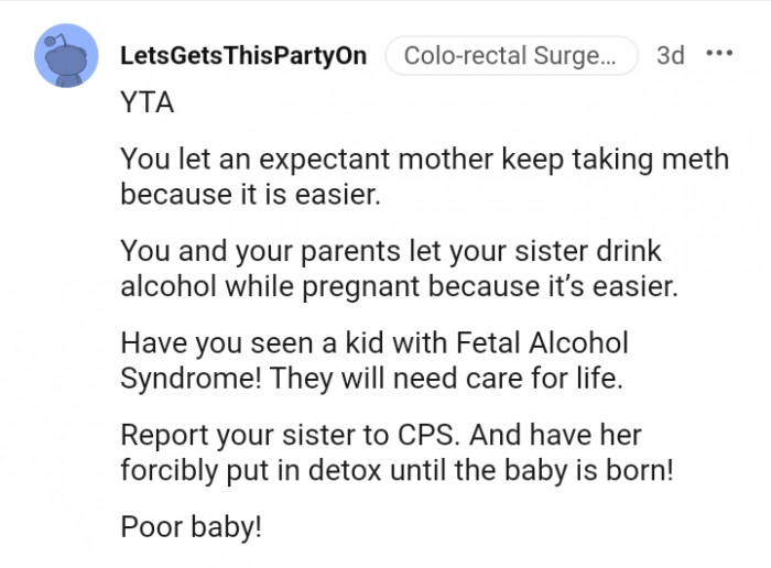 You and your parents let your sister drink