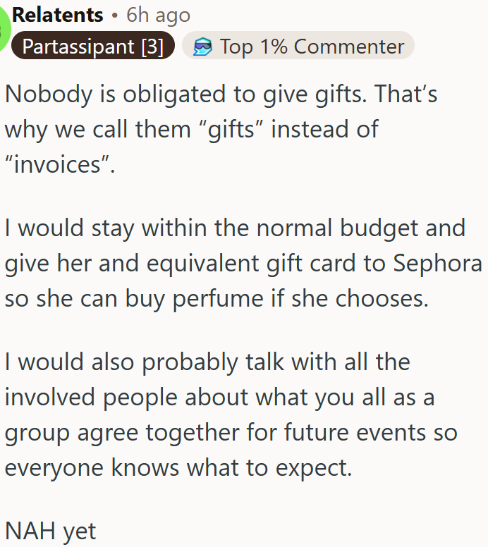 OP Should Just Stick to Her Usual Budget.