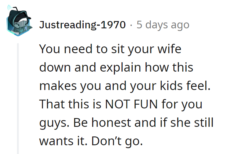 Explain the unfun facts. If she still insists, tell her it's a solo flight on the family fun express.