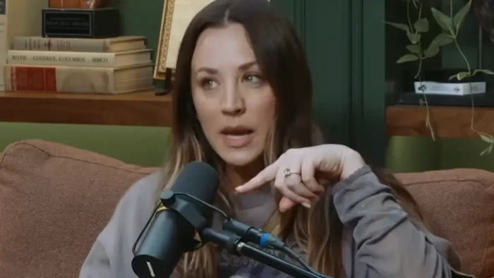 Kaley Cuoco smiling beside an A-list actress, recalling a supportive encounter backstage.