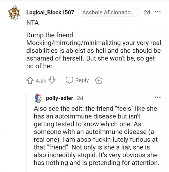 She should be ashamed of herself