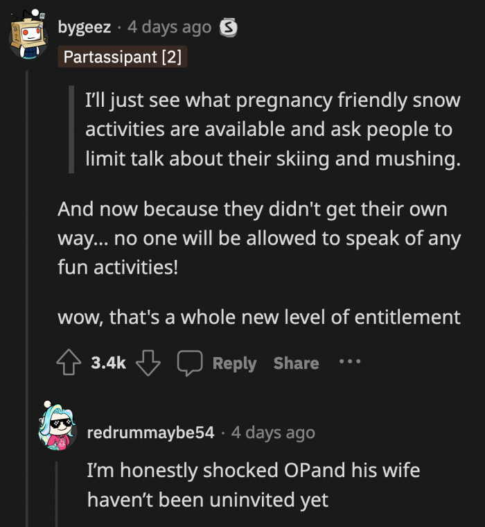 OP and his wife will spoil this very expensive trip for their whole family, and there's one way to stop that from happening.