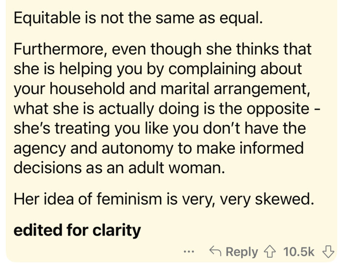 “Her idea of feminism is very, very skewed.”