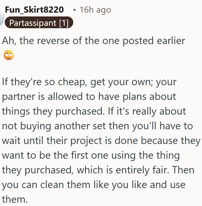Being cheap is not OP's partner's problem to solve