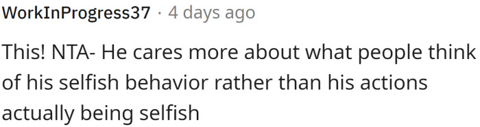 It is what people think that bothers him, not the fact he let his sister down