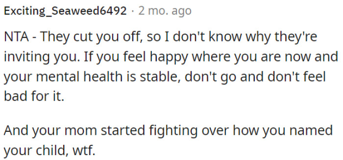 OP was excluded; he shouldn't feel obligated to attend.