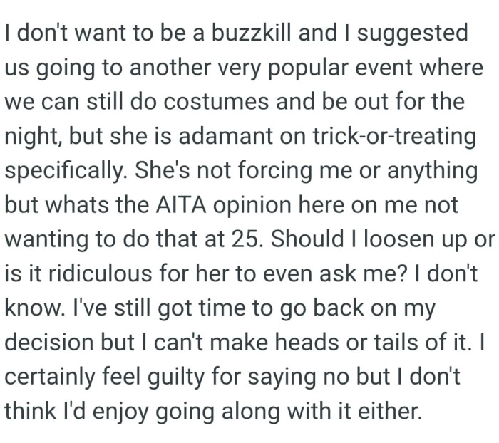 OP's gf is not forcing him or anything